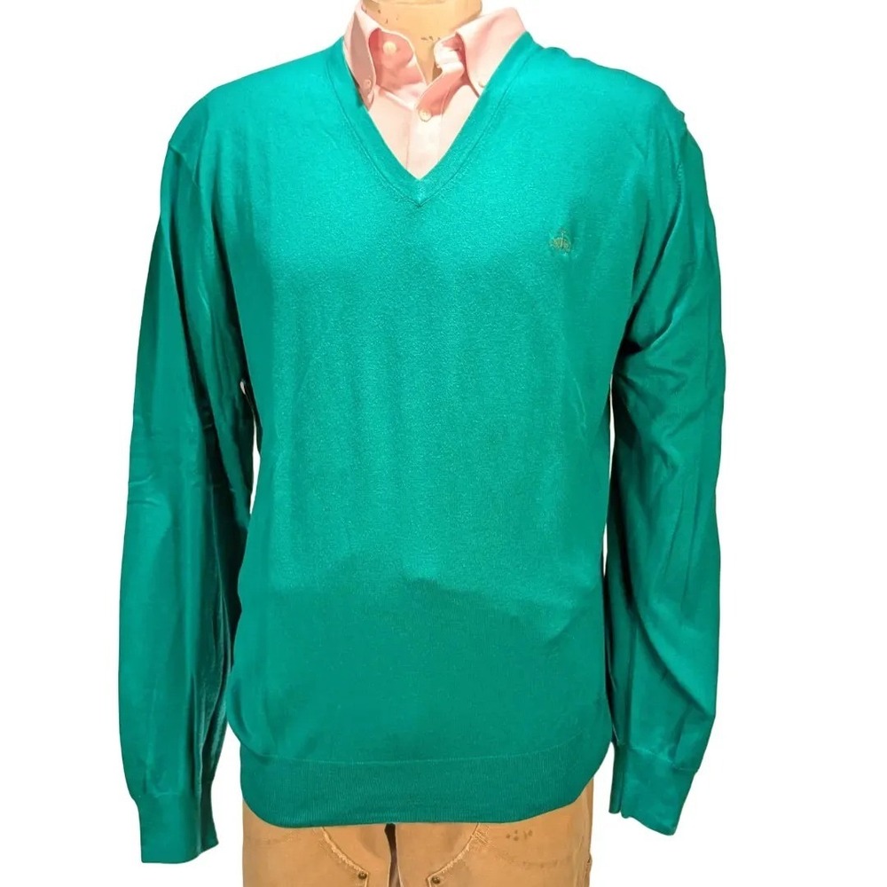 Brooks Brothers 346 Men's Green Silk Blend V-Neck Sweater Sz XXL NWT $80